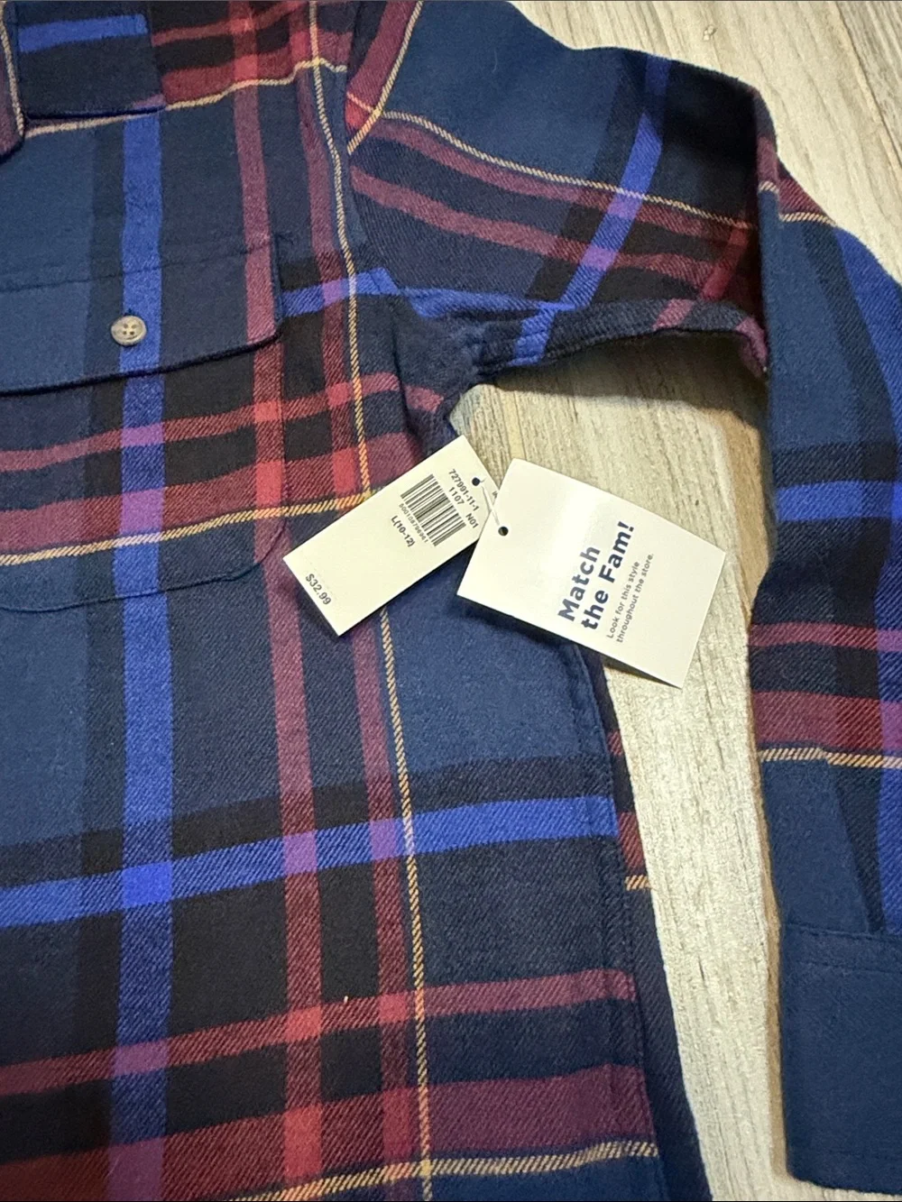 Old Navy Navy Blue and Red Plaid Button-Up Shirt